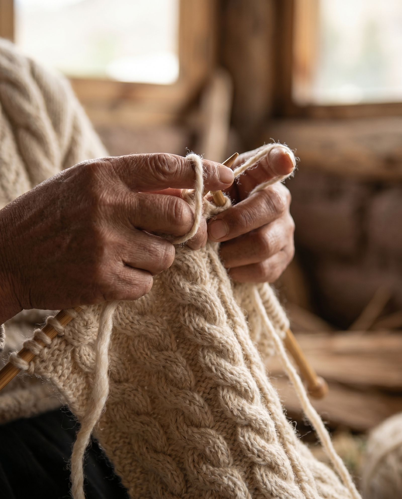 Hand-knitted baby alpaca texture